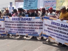 Ribuan Warga Desa Pematang Panggang Gelar Aksi Damai di PN Kayuagung, Tuntut Bebaskan Kades
