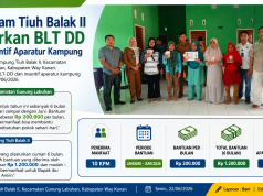Tiuh Balak II Salurkan BLT DD dan Insentif Aparatur Kampung